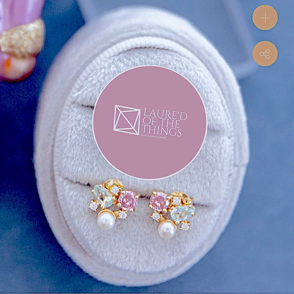 NEW Haiku Lane “Sugar Plum Fairy” Studs - 14 Karat Gold Vermeil.